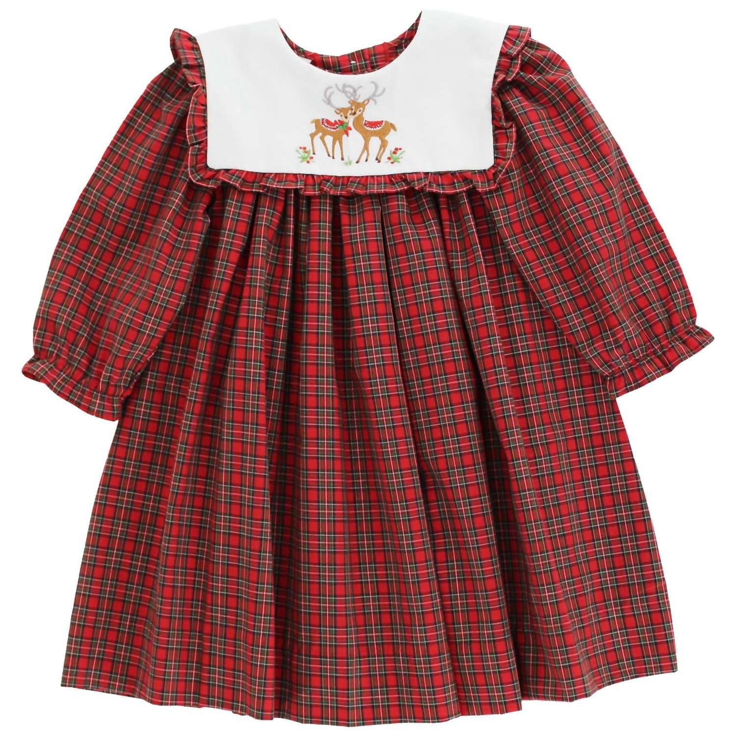 Bailey Boys Girl's Reindeer On Plaid-float Dress in red - kids' dress