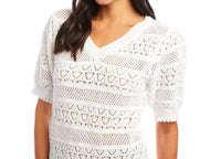 Karen Kane - Stevie Short Sleeve Crochet V-neck Top