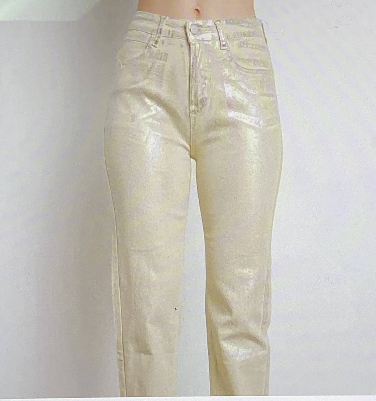 Kiwi - Metallic Stretch Denim Pants