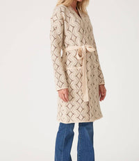 Lovestitch - Western Diamond Jacquard Belted Cardigan