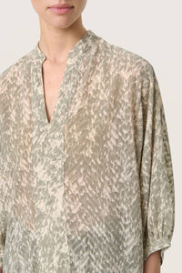 Soaked In Luxury - Osaka Notch Neck Cropped Sleeve Blouse