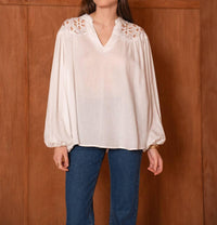 Attentif - Openwork Lace Blouse