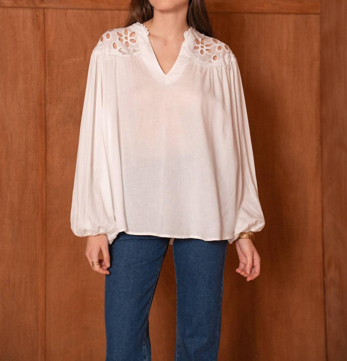 Attentif - Openwork Lace Blouse