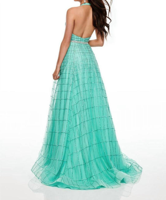 Rachel Allan - Glitter Tulle Halter Neck Prom Gown
