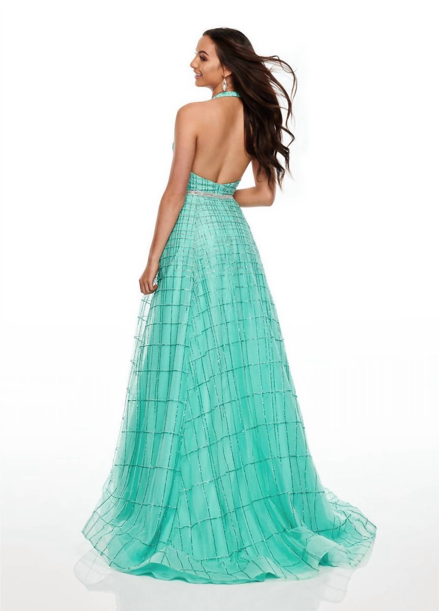 Rachel Allan - Glitter Tulle Halter Neck Prom Gown