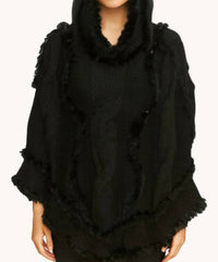 Wona Trading - Cable Fur Poncho Hoodie