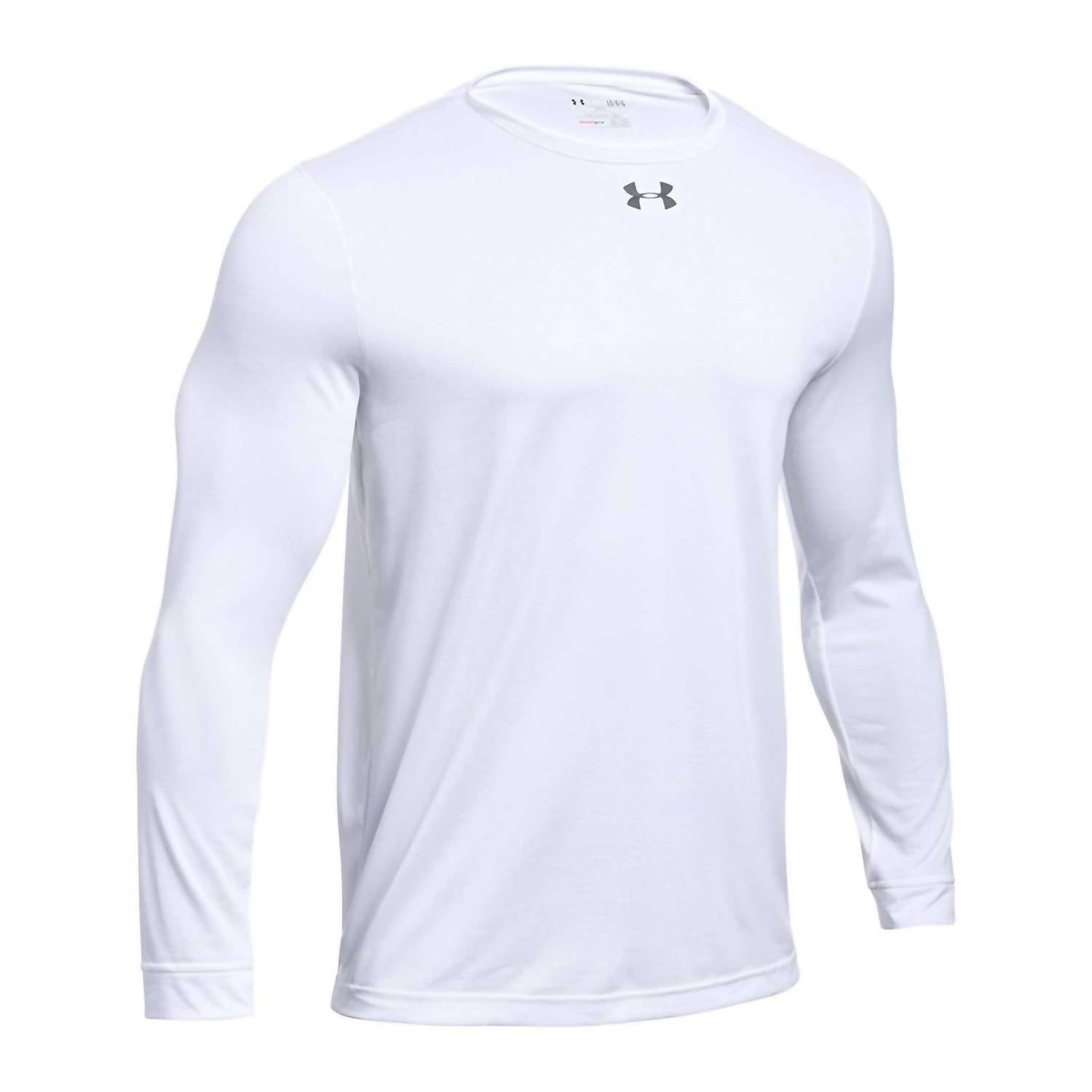 UNDER ARMOUR Men's 2.0 Long Sleeve Locker Tee Top - Plus in white - men's long sleeve top