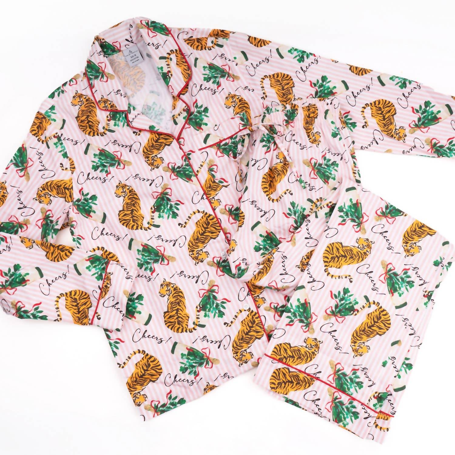 8 Oak Lane - Women's Tiger Stripe Flannel Pj Set: Xs/s