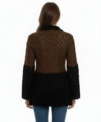 M.Rena - Knitted Bell Sleeves And Tie Front Sweater