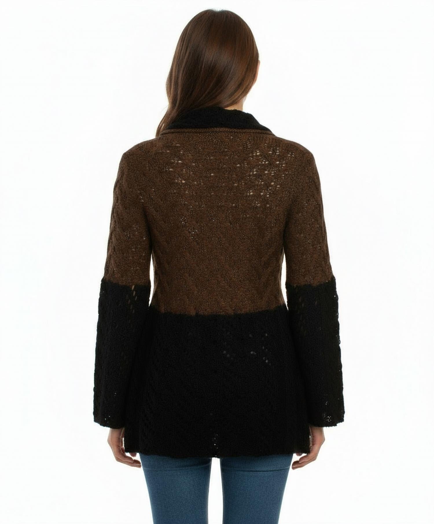 M.Rena - Knitted Bell Sleeves And Tie Front Sweater