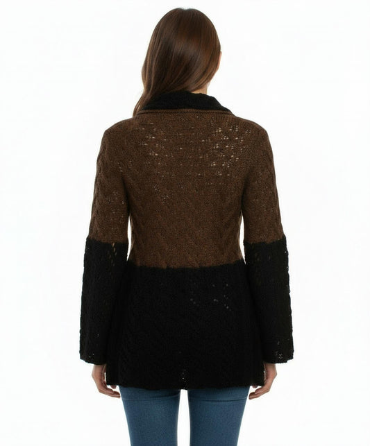 M.Rena - Knitted Bell Sleeves And Tie Front Sweater