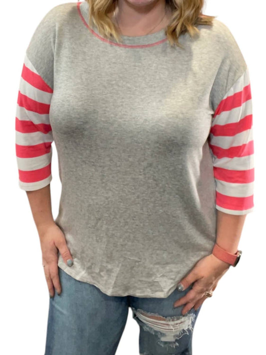 Honeyme - 3/4 Sleeve Stripe Tee