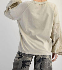 Easel - Eyelet Lace Heart Patched Top