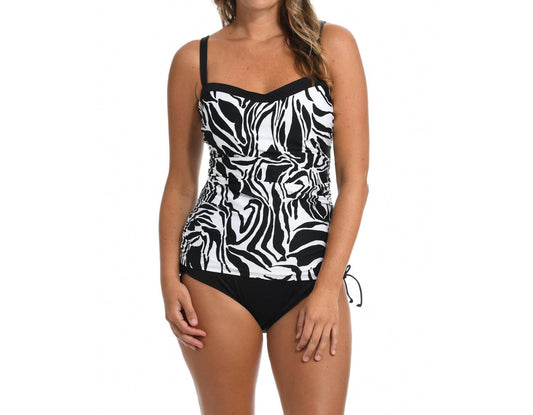 24Th & Ocean - Abstract Zebra Shirred Tankini Top