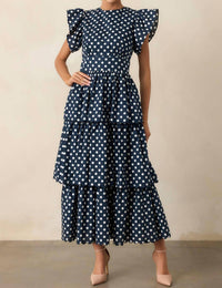 Prosperina Chelsea Polka Dot Dress in navy - women's dress