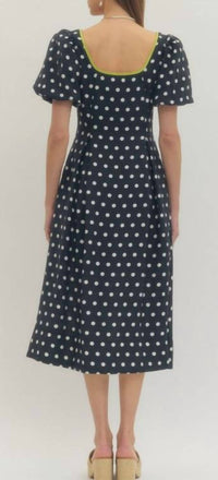 Entro - Short Sleeve Polka Dot Midi Dress