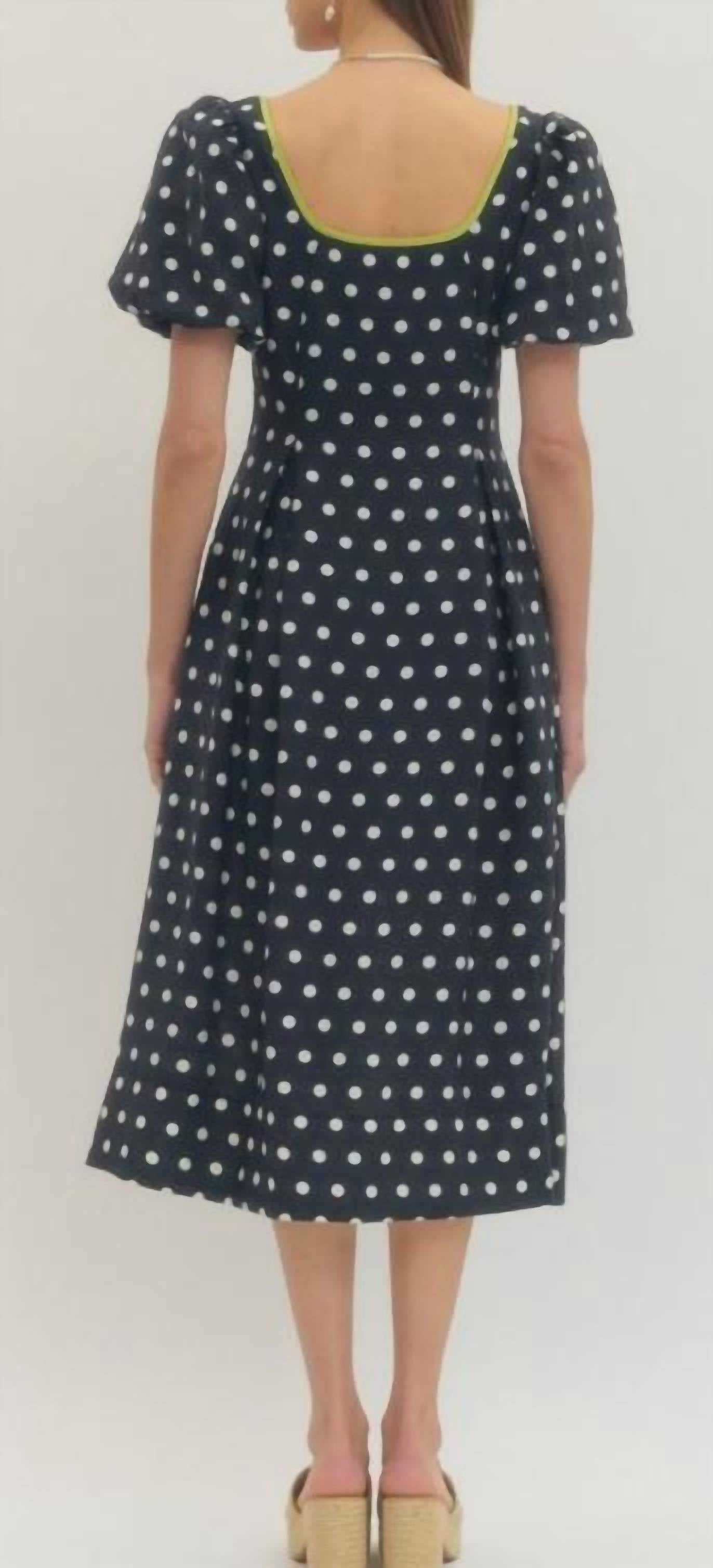 Entro - Short Sleeve Polka Dot Midi Dress