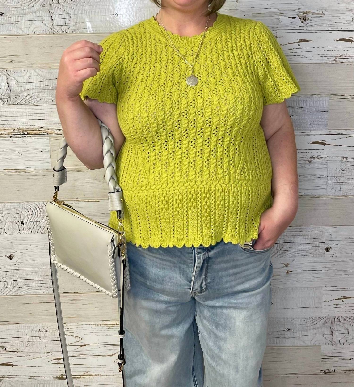 Democracy - Women's Peplum Crochet Sweater Top