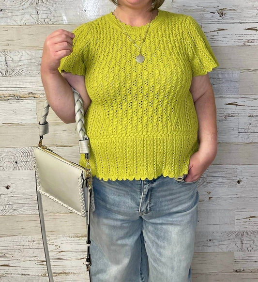 Democracy - Women's Peplum Crochet Sweater Top