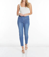 Slimsation By Multiples Pull On Jeans in medium indigo - women's jeans