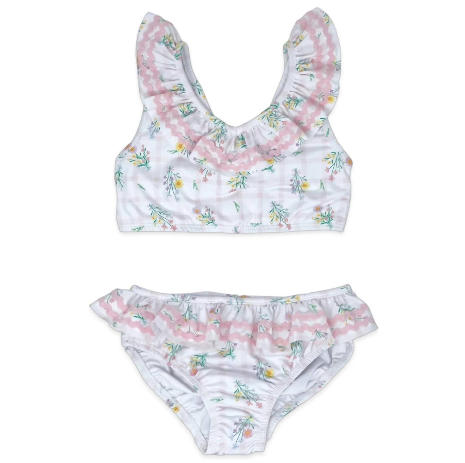 Lullaby Set Brandy Two Piece Swimsuit in wilmington wildflower windowpane - kids' bikini - alternate view