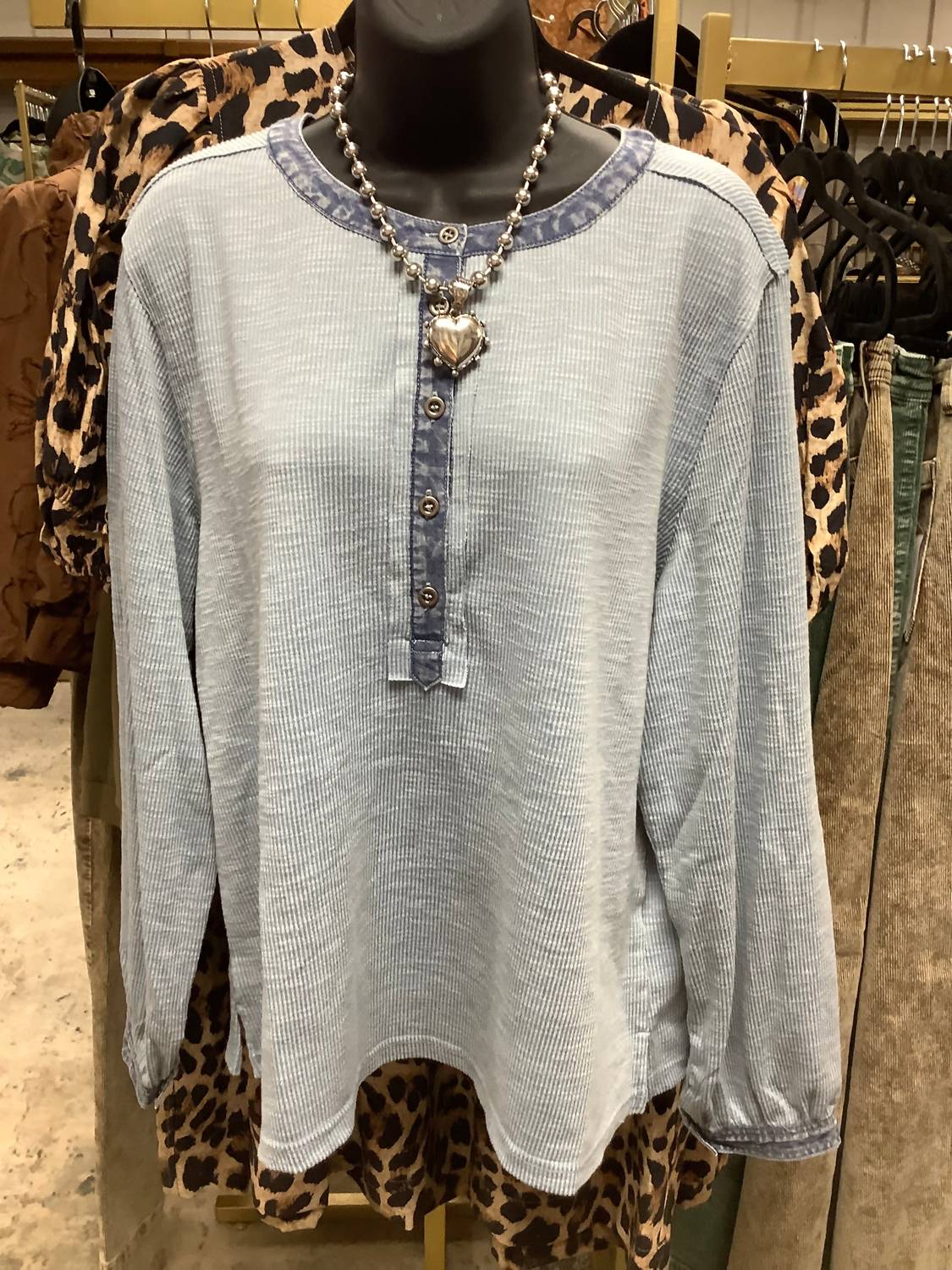 Jodifl - Women's Rib Knit Casual Henley Top