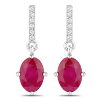 Diana M Jewels Women's Oval Natural Ruby Stud Earrings (1.75 Ct) - Classic in 14k white gold - women's jewelry