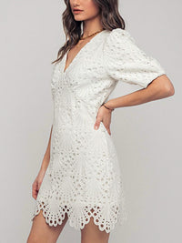 Urban Daizy Scalloped Lace Mini Dress in white - women's dress - alternate view