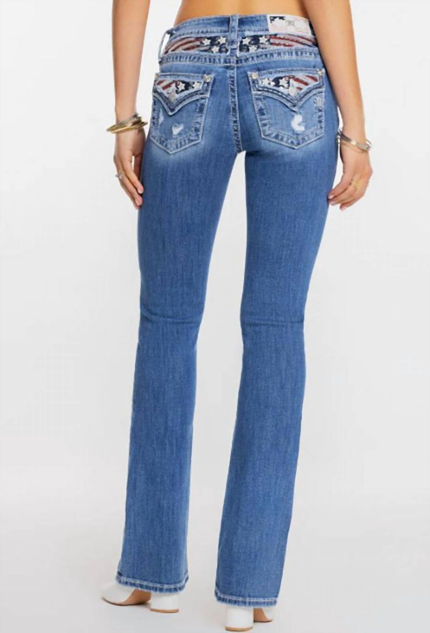 Miss Me Women's Bootcut Jean in medium vintage - women's jeans - detail view
