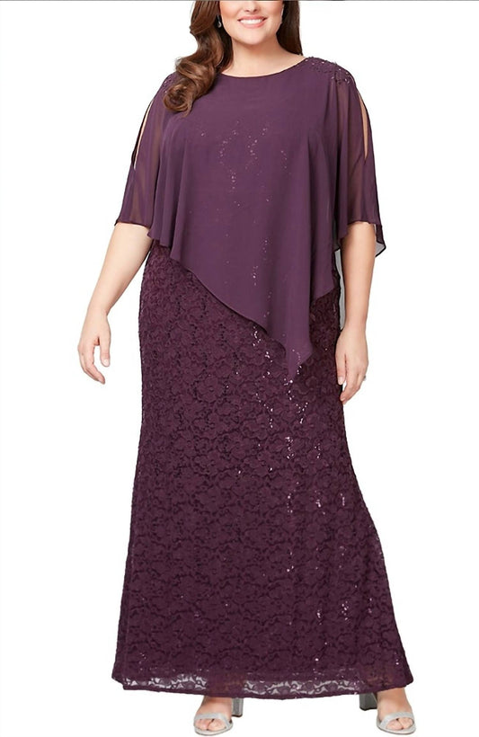 Women's Plus-Size Long Popover Dress with Beaded Shoulder
