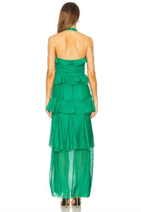 line and dot Cari Halter Maxi Dress in kelly green - women's dress - alternate view