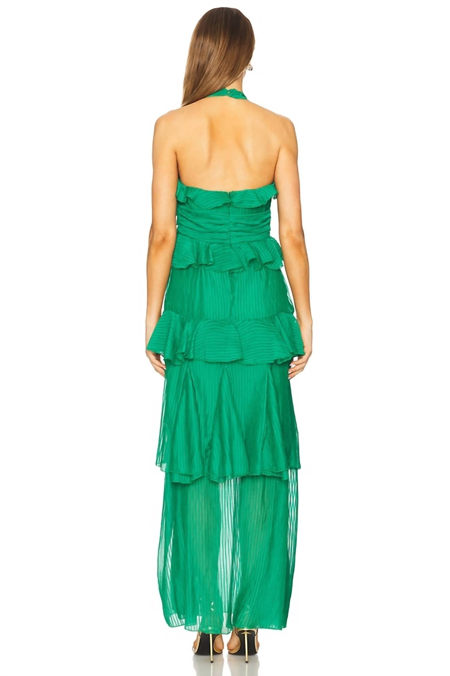 line and dot Cari Halter Maxi Dress in kelly green - women's dress - alternate view