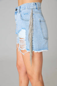 Buddylove - Raven Rhinestone Denim Shorts