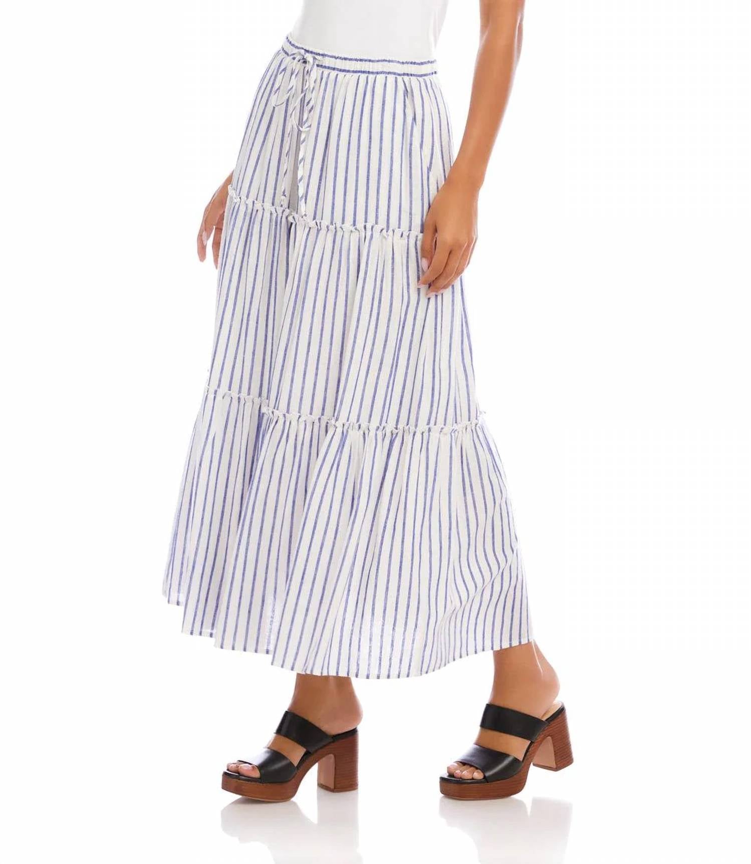 Karen Kane - Stripe Tiered Midi Skirt