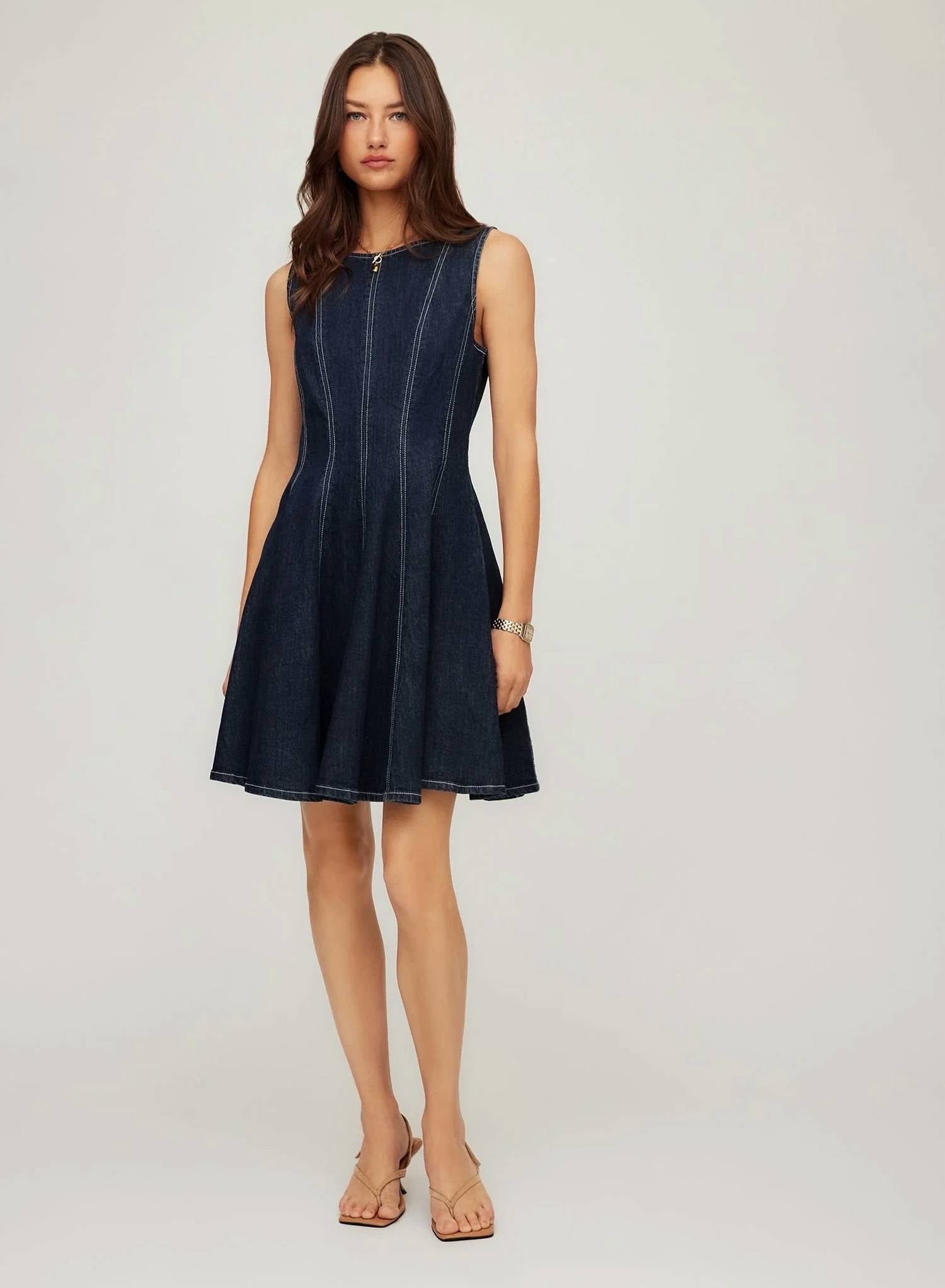Fifteen Twenty - Darla Contrast Stitch Denim Dress