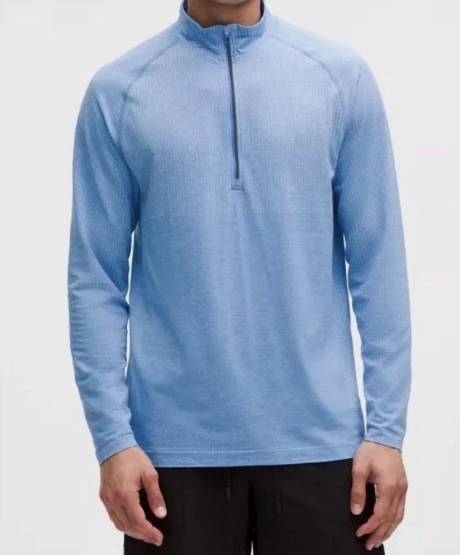 lululemon Metal Vent Tech Half Zip Top in starch blue pool party - men's shirt
