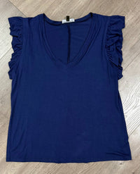 Atm - Women's Daria V-neck Ruffle Sleeveless Top