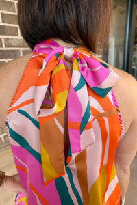 Kld. Signature - Satin Printed Halter Bubble Hem Top