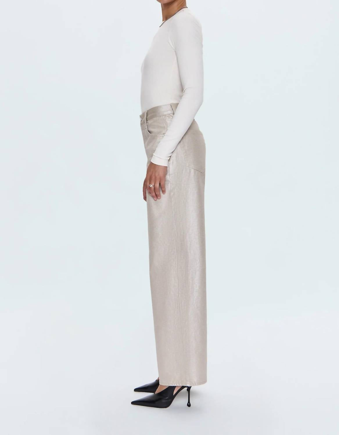 PISTOLA Tate High Rise Wide Leg Jeans in champagne luster - women's jeans - alternate view