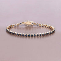Diana M Jewels Women's Round Natural Blue Sapphire Bracelet (3.13 Ct) - Signature Plus in 14k yellow gold - women's jewelry - detail view