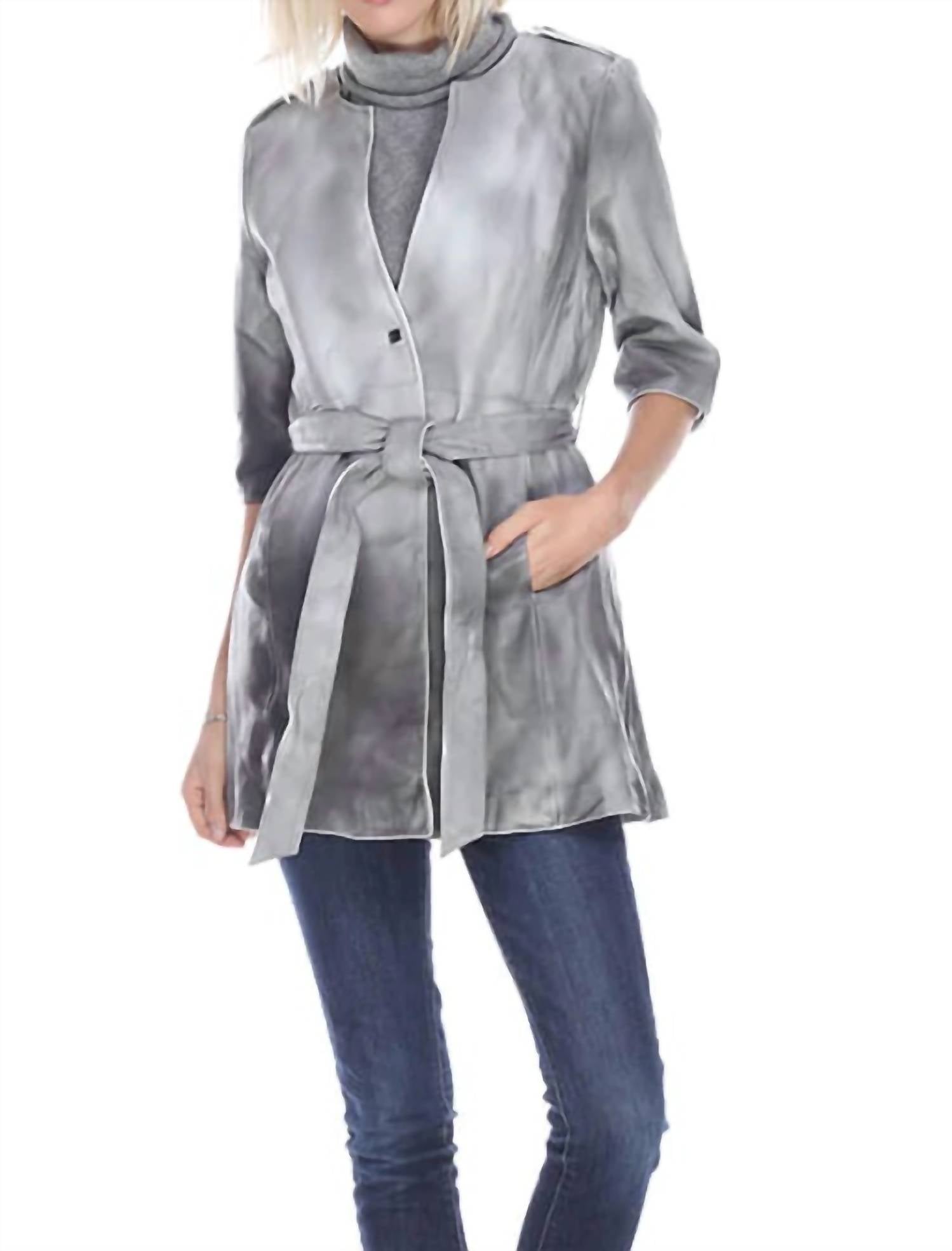 DIP DYE LONG LEATHER COAT