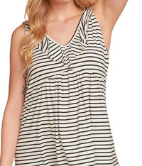 Haptics - STRIPE VNECK RUFFLE BABYDOLL TANK TOP