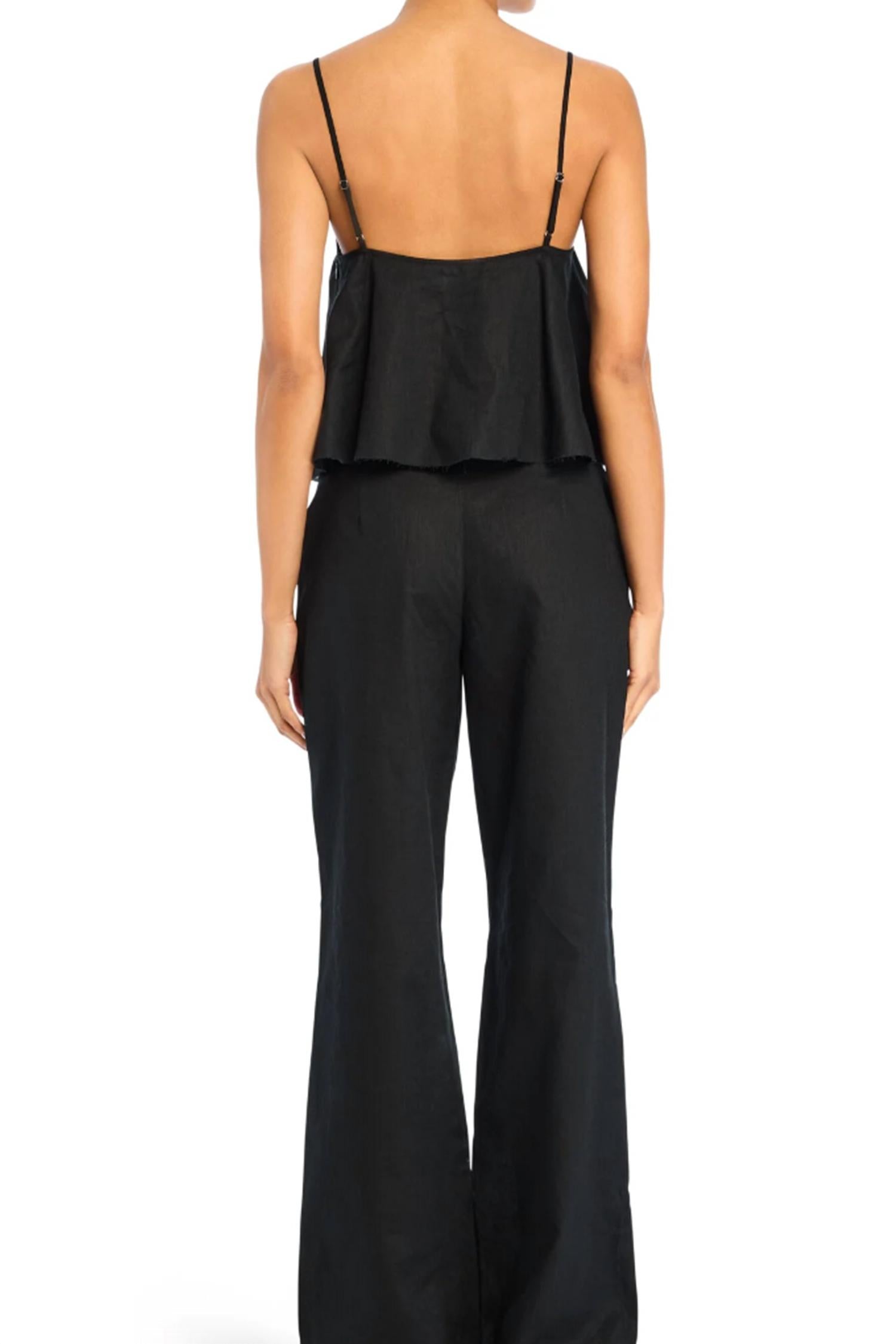 SER.O.YA Leann Linen Pant in black - women's pants - detail view