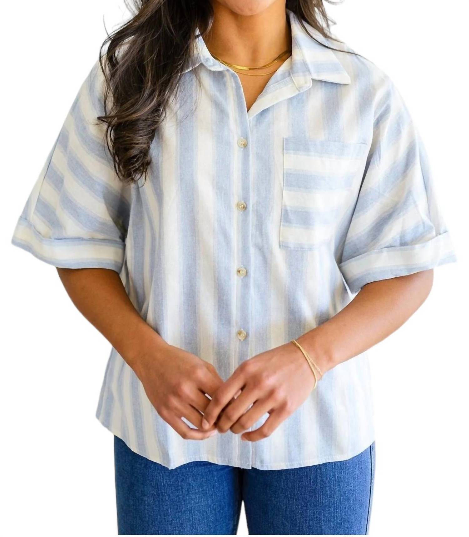 Andree By Unit - Tailored to Relax Striped Button Down Shirt