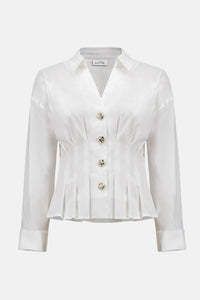 Joseph Ribkoff Stretch Taffeta Fit & Flare Blouse in vanilla - women's blouse - view 4