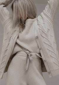 Splendid Women's Harlow Heart Cardigan in beige - women's sweater - detail view