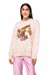 Queen Of Sparkles - Polka Dot Horse Head Sweater