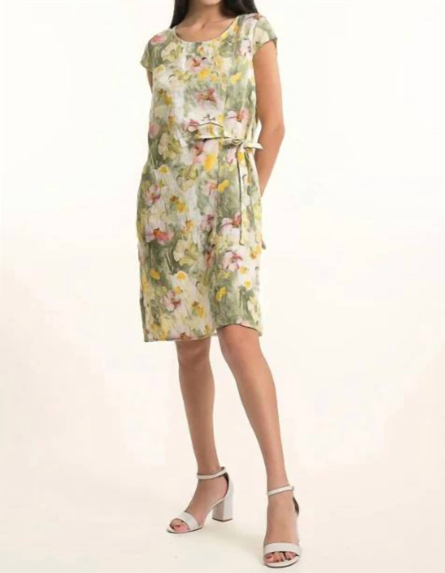 Linen Luv - Floral Side Tie Dress