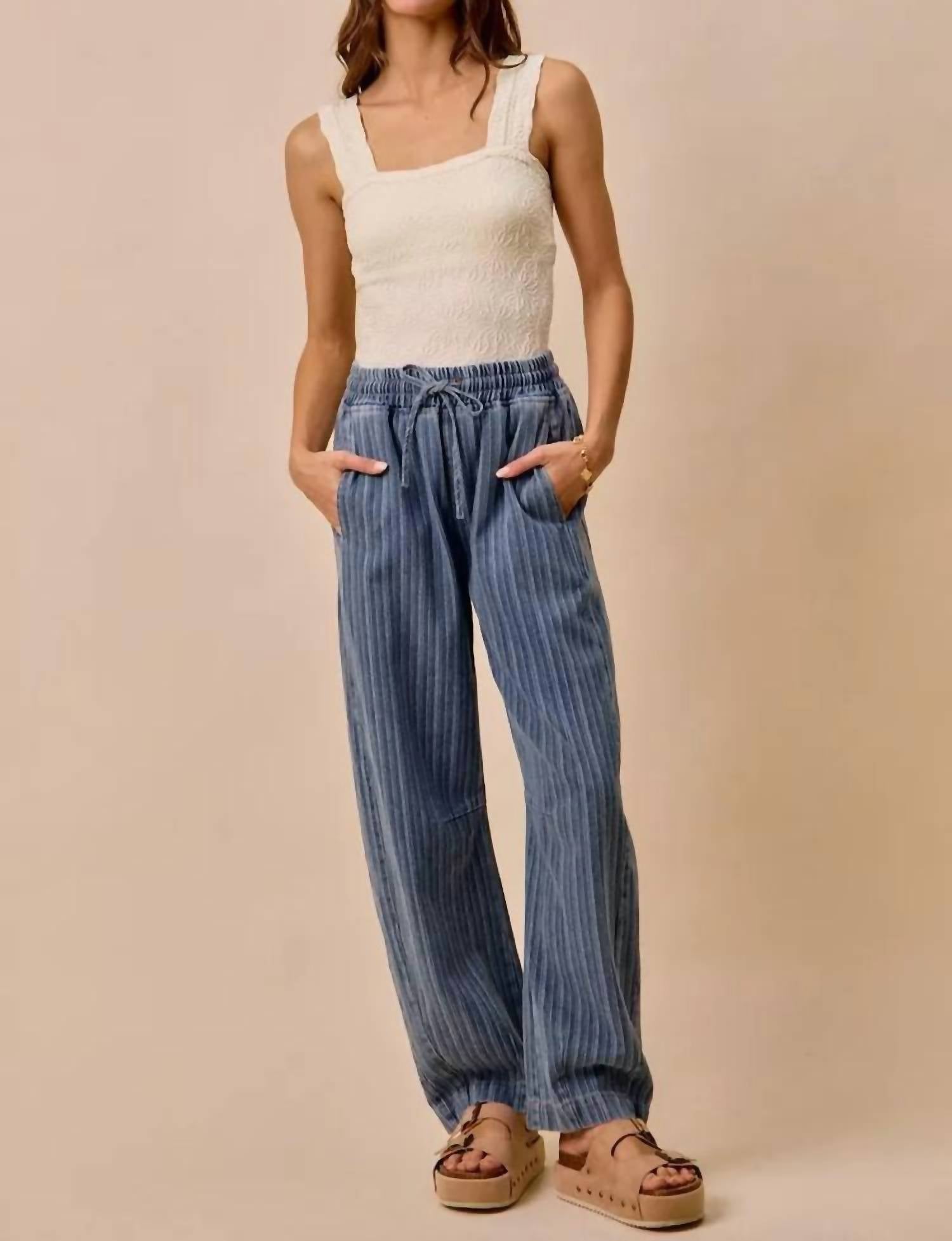 So Me - Stripe Barrel Denim Jeans