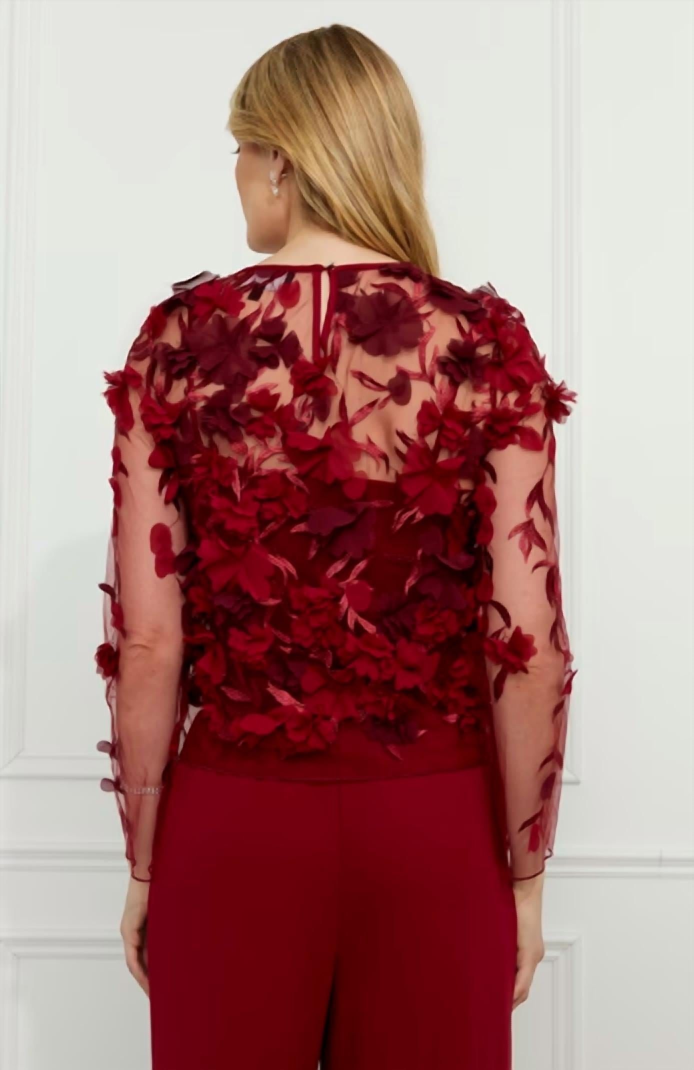 Frank Lyman Floral Embroidered Pullover Top - women's long sleeve top - detail view